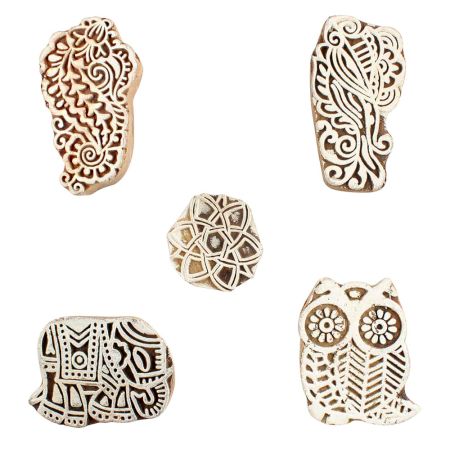 Set of 5 Piece New Mix Wooden Printing Blocks